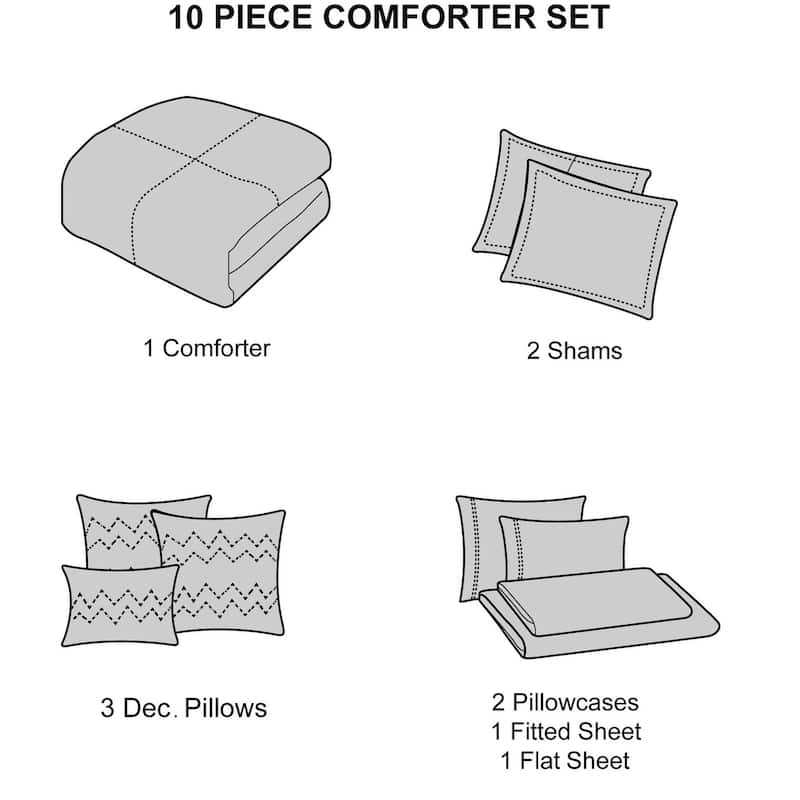 Nanshing Alisa 10 Piece Modern Stripe Comforter Set
