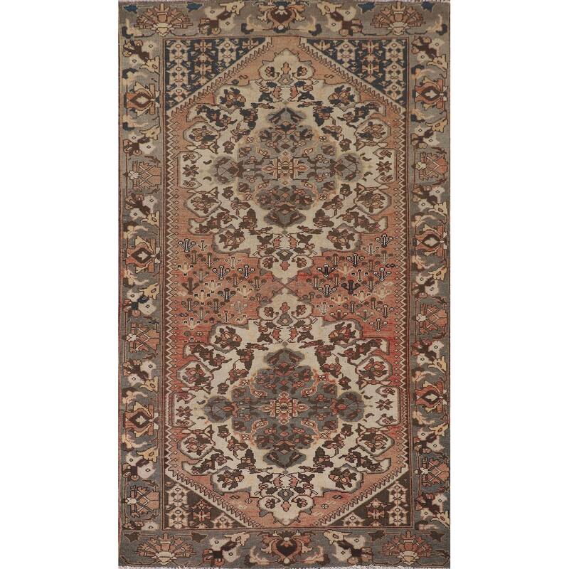 Bakhtiari Persian Vintage Rug Handmade Wool Carpet - 5'3"x 9'11"