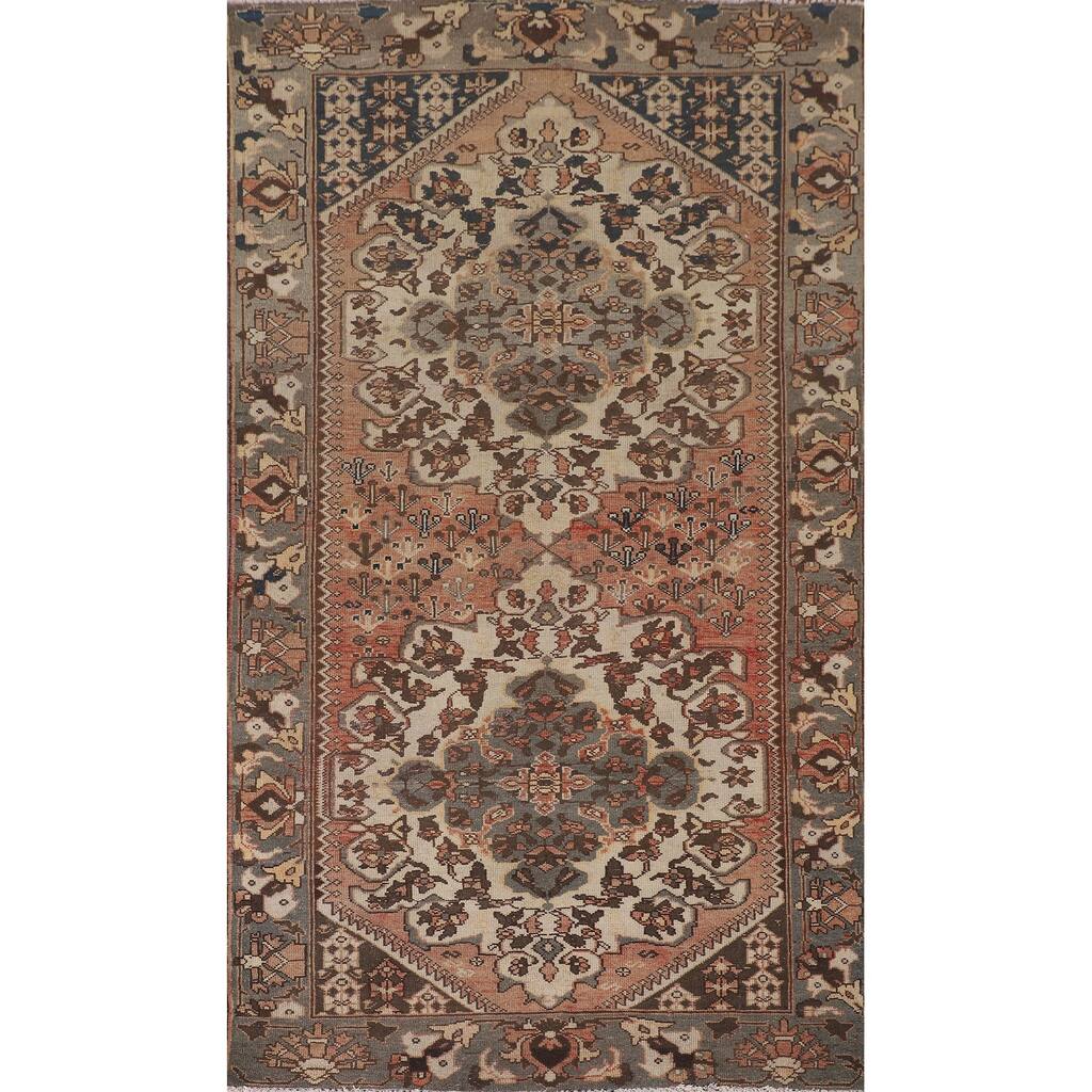 Bakhtiari Persian Vintage Rug Handmade Wool Carpet - 5'3"x 9'11"