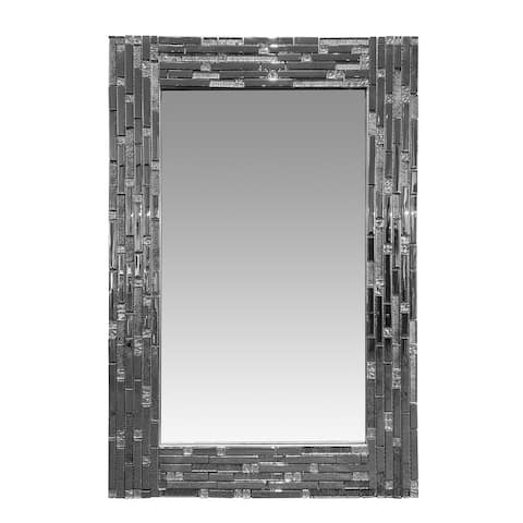 Mosaic Tile Design Rectangular Accent Wall Mirror, Silver