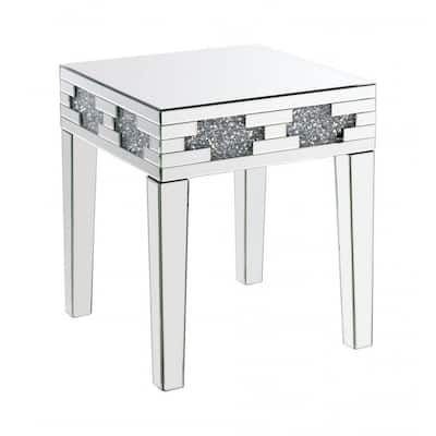 20 in. Silver Rectangle Metal End Table, Sturdy Build End Side Table for Living Rooms