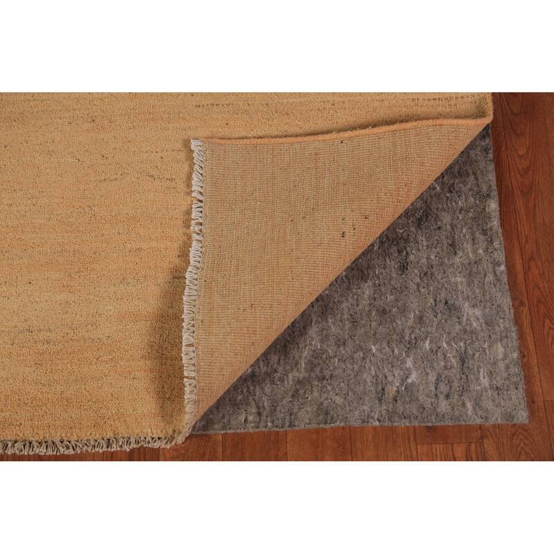 Modern Gabbeh Oriental Area Rug Hand-Knotted Yellow Wool Carpet - 6'6" x 9'10"