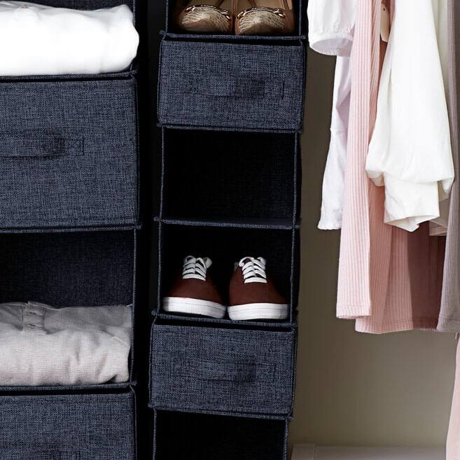Household Essentials Collapsible Cotton Blend Rectangular Storage Drawer with Handle - 11.5"L x 7.3"W x 4.3"H