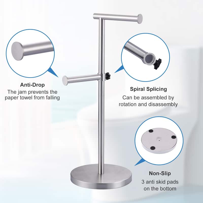 WOWOW Freestanding Bathroom Dual-Rod Toilet Paper Holder