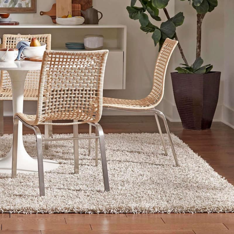 Shag Laurian Collection Area Rug - 3'3" Square - Taupe