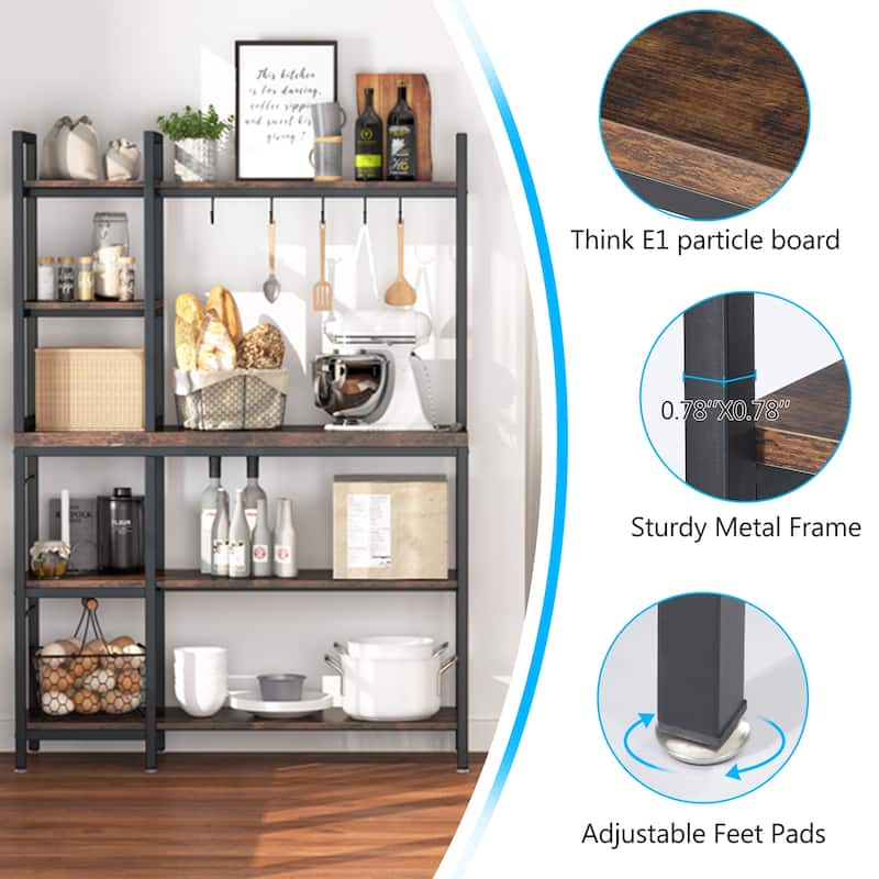 5-Tier Kitchen Bakers Rack with Storage, Microwave Oven Stand, Kitchen Utility Storage Shelf