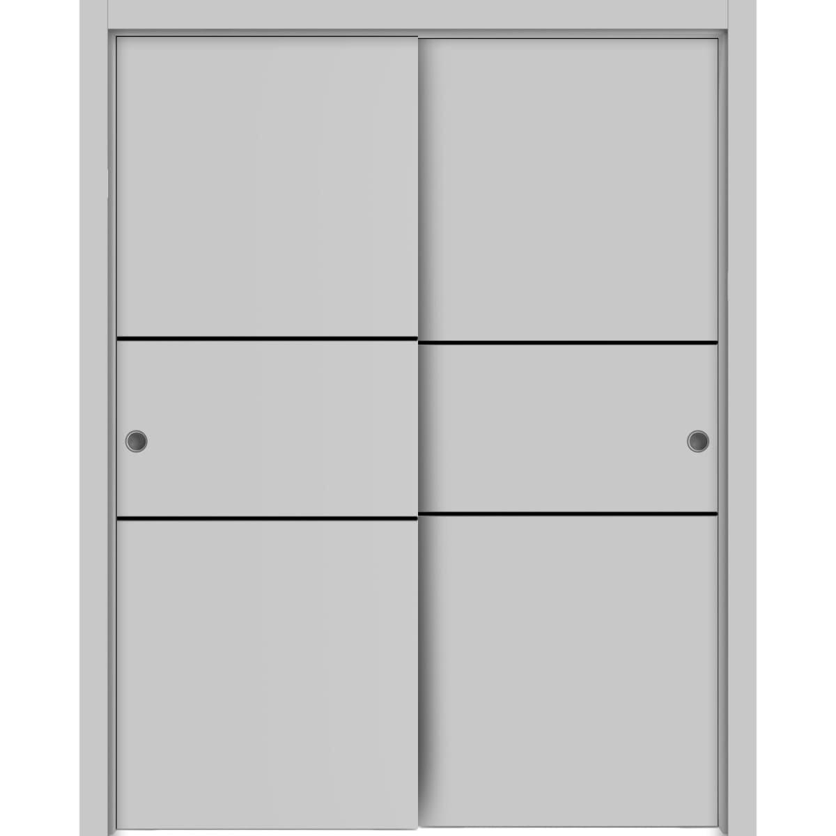 SARTODOORS Planum 0014 Matte Grey Wood Sliding Closet Bypass Doors