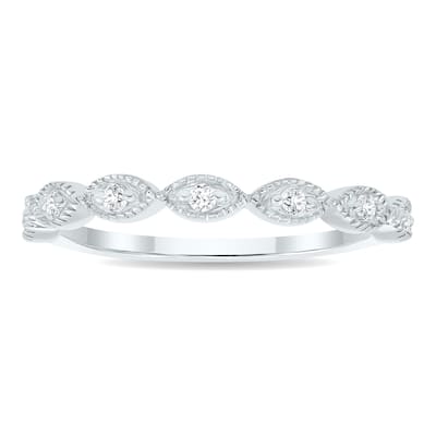Women's 1/10 Carat TW Diamond Wedding Band in 10K White Gold