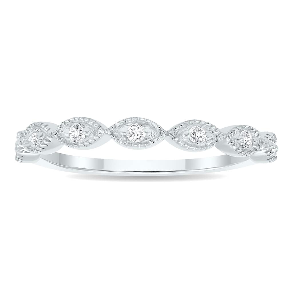 Women's 1/10 Carat TW Diamond Wedding Band in 10K White Gold