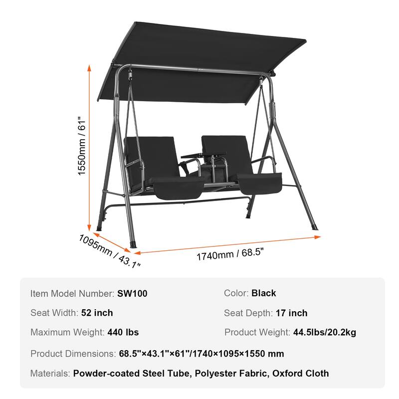 Patio Swing Chair for Balcony, Backyard, Poolside