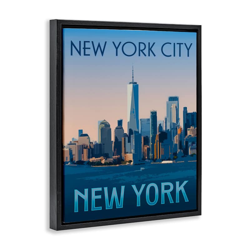 Stupell New York Landmark Skyline Framed Floater Canvas Wall Art Design By Victoria Barnes