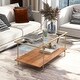 preview thumbnail 2 of 6, 2 Tiers Rectangle Glass Coffee Table with Gold Steel Frame