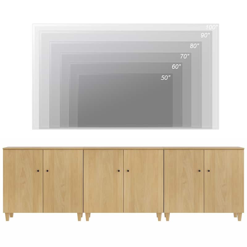 WAMPAT Modern TV Stand, Tall Entertainment Center with Doors