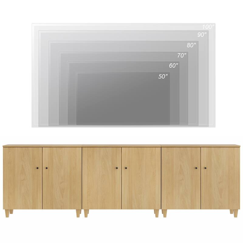 WAMPAT Wide TV Stand Cabinet, Entertainment Center with Doors, 32.4"H