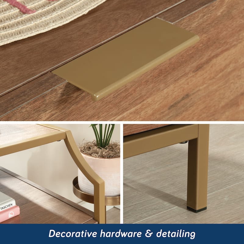 Engineered Wood Contemporary Dresser with 4 Drawers and Upper Shelf, Brown