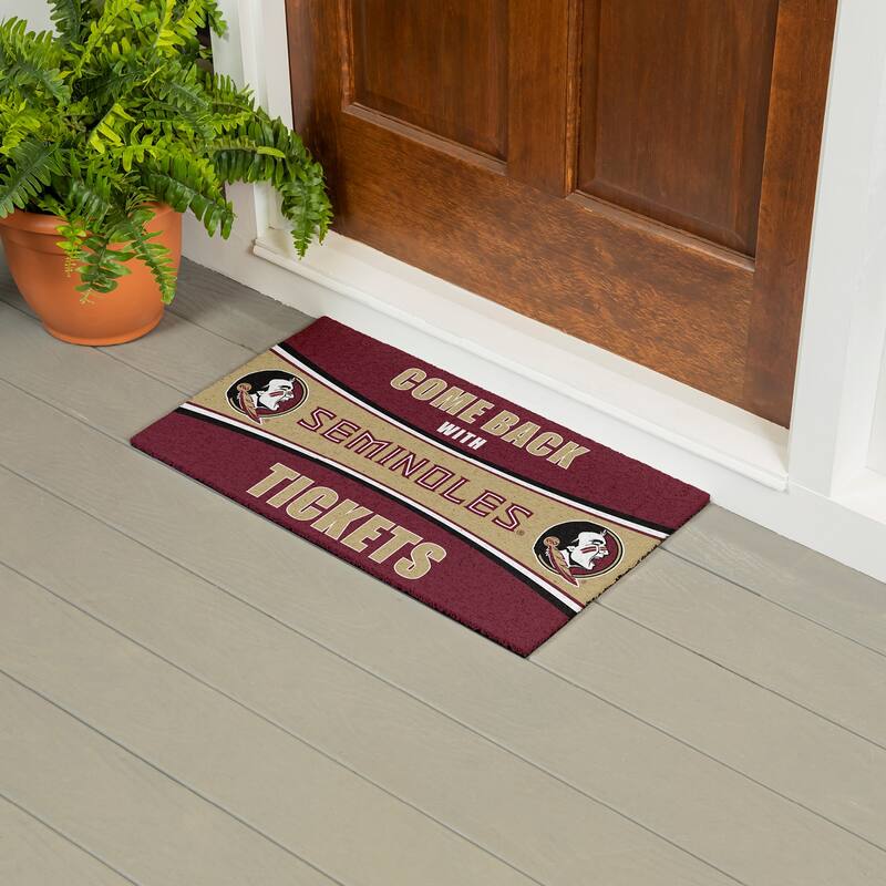 Florida State University 28 in. x 16 in. PVC "Come Back With Tickets" Trapper Door Mat