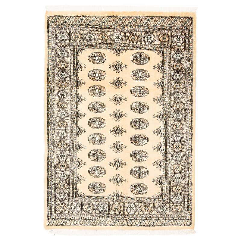 ECARPETGALLERY Hand-knotted Finest Peshawar Bokhara Beige Wool Rug - 4'1 x 5'10 - Beige - 4'1 x 5'10