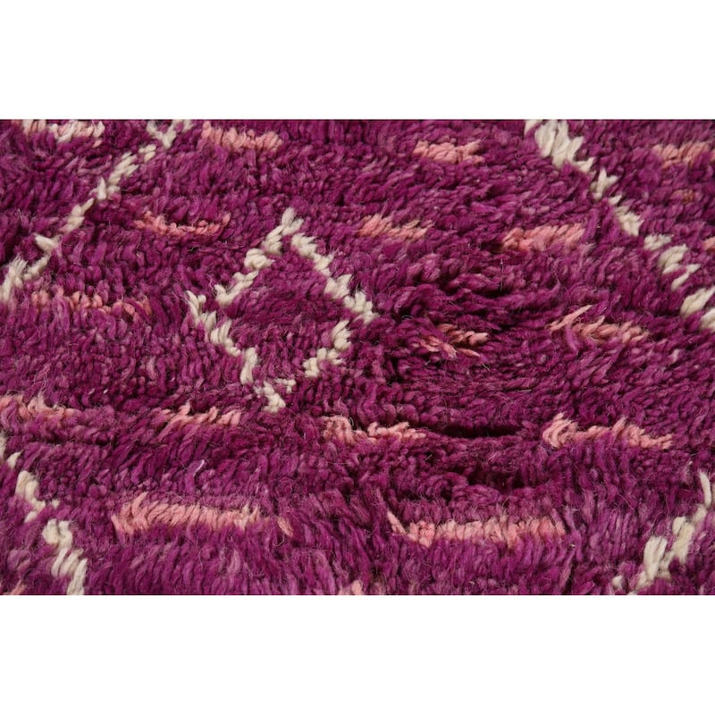 Purple Plush Moroccan Oriental Accent Rug Hand-Knotted Wool Carpet - 2'11" x 5'5"