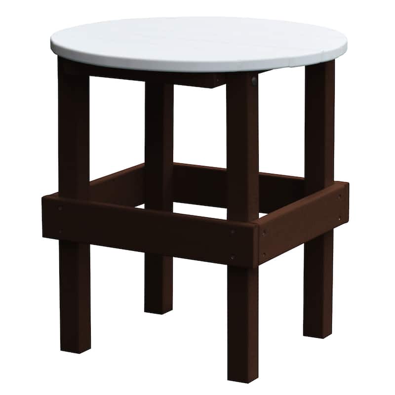 Poly Round Side Table - Tudor Brown with White Top