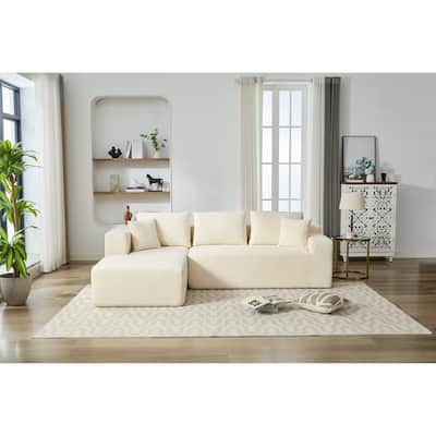 Beige Chenille Compressible Sofa - Soft, Easy Clean, Space-Saving