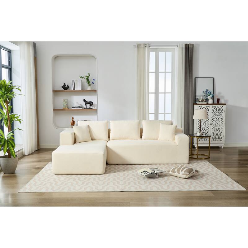 Homey Relaxation Sectional Sofa With Storage Space For Living Room - Beige