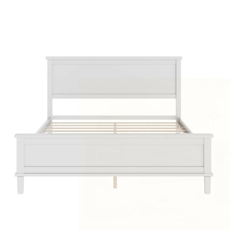 Wood Platform Bed with Headboard and Wood Slat Support