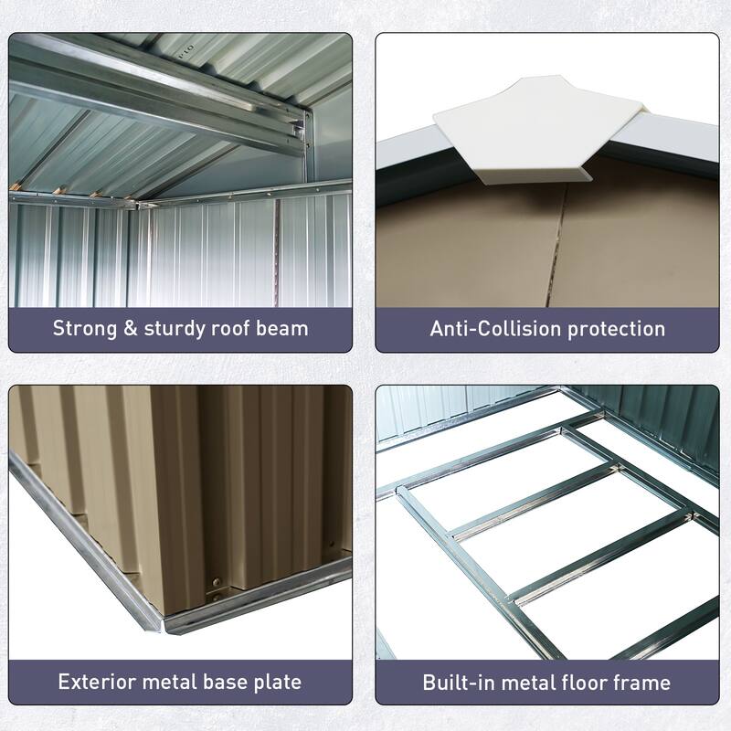 Rust-resistant Metal Garden Shed with Sliding Lockable Door Outdoor Storage Shed Tool Shed, Water-proof, Punched Vents