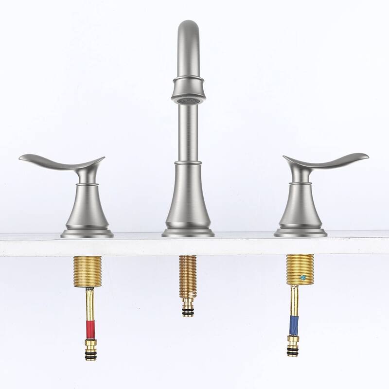 2 Handle 360 Degree Swivel Bathroom Sink Faucet with Pop Up Drain Assembly and Water Supply Hose, Aerator, Anti Fingerprint