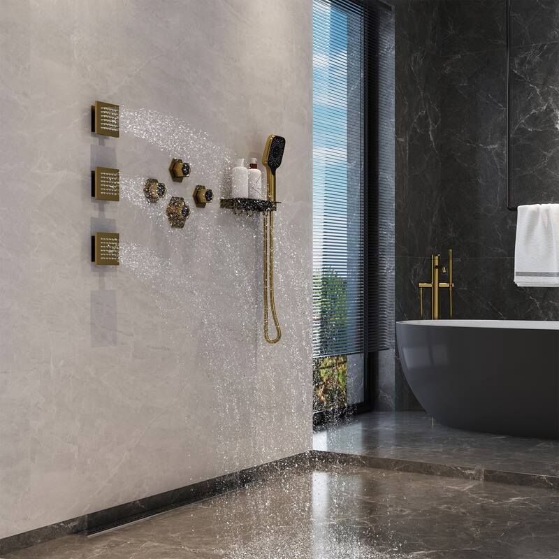 Wall Mounted 12 Inch Thermostatic 3 Functions Luxury Shower System