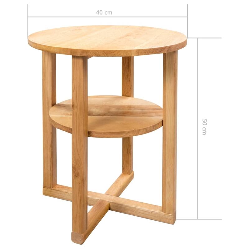vidaXL Side Table Brown Solid Oak Compact Side Table Round Rustic - 19.7 x 15.7 x in