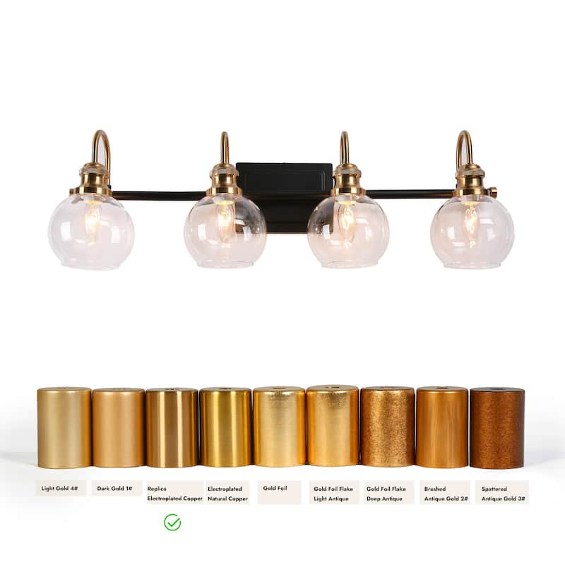 Modern Black Gold 2/3/4 Lights Bathroom Vanity Lights Globe Wall Sconce Lighting