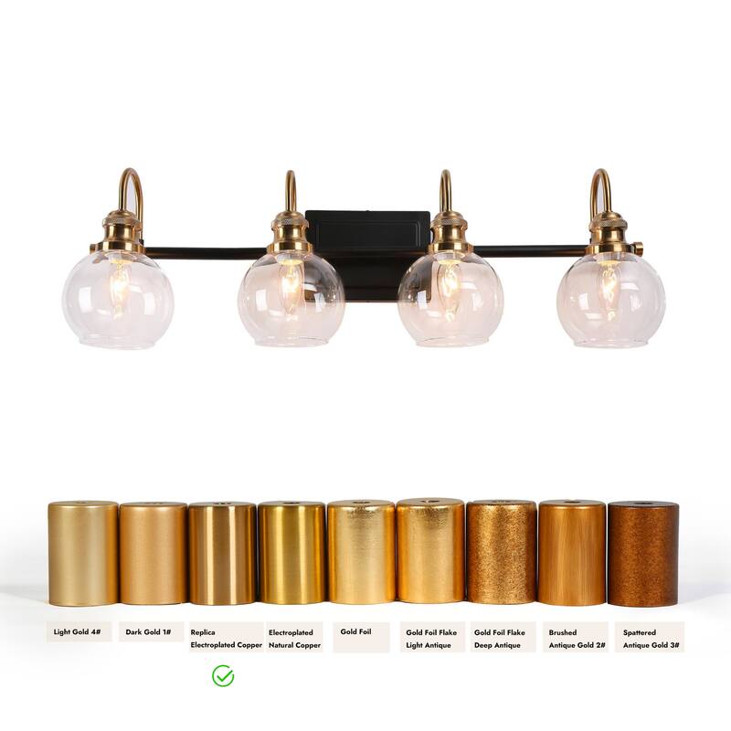 Modern Black Gold Bathroom Vanity Lights Globe Glass Wall Sconce