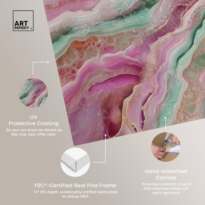 Pink and Mint Crystal IV Canvas by Art Remedy, Gallery Wrapped