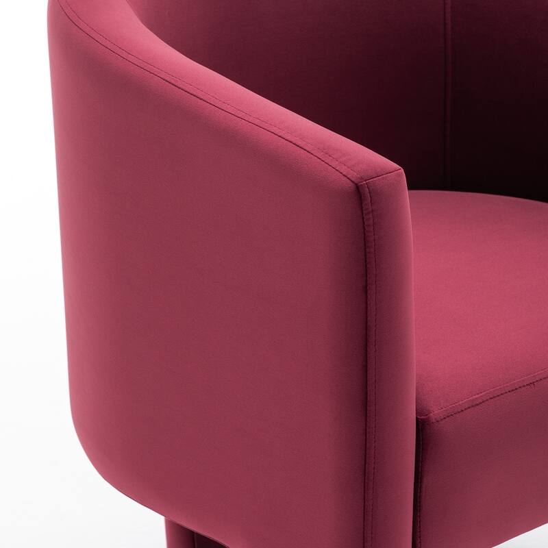 SEYNAR Modern Velvet Accent Chair, Upholstered Barrel Chair with Unique Solid Base for Living Room Soft Club Chair Set of 2