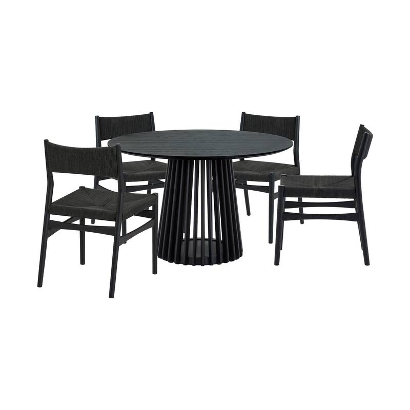 Pasadena Erie 5 Piece Round Dining Set with Paper Cord Chairs