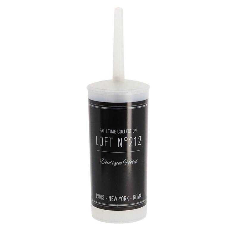 Efficient Plastic Toilet Brush & Holder Set - 3.8" L x 3.8" W x 13.8" H - Black