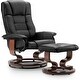 preview thumbnail 6 of 40, Mcombo Swiveling Recliner Chair with Wood Base and Ottoman Black