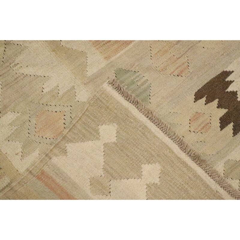 Hand Woven Oriental 100% Wool Carpet Southwestern Tribal Oranges & Rust Kilim Area Rug - 13' 2'' X 9' 4''