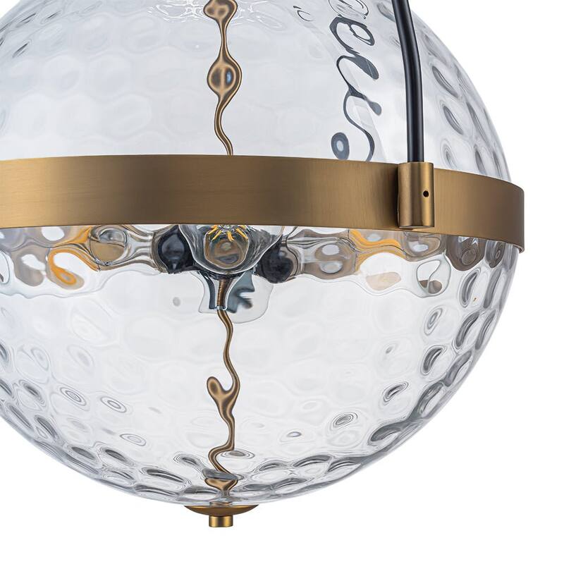 4-Light Industrial-style Rippled Glass Sphere Pendant - 17.6 in