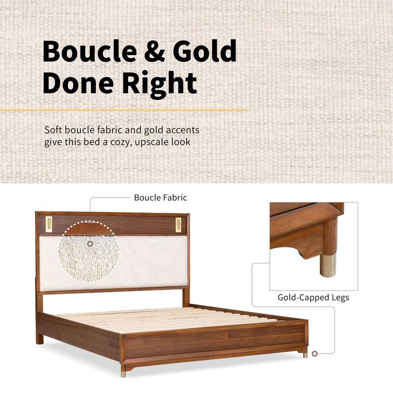 Furniture of America Forma Mid-Century Modern 2-Piece Walnut Solid Wood Platform Bedroom Set