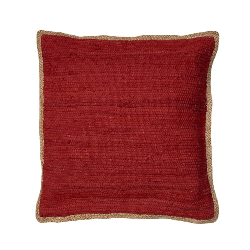 HomeRoots Set of Two 20" Red Cotton And Jute Throw Pillows with Texture