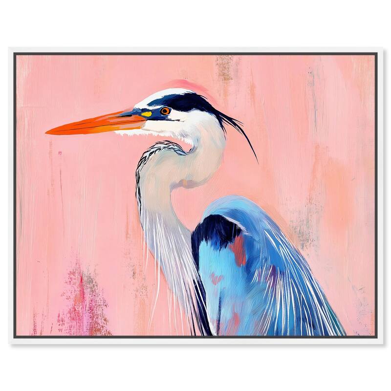 Rosy Dawn Heron Canvas by Art Remedy - White - 30" x 24"