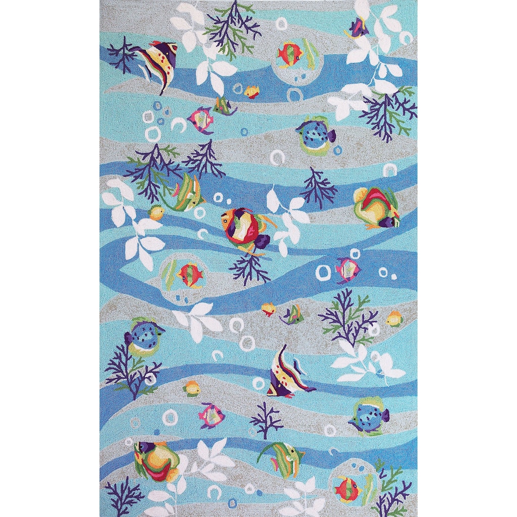Domani Mohana Blue Seascape Hand-hooked Area Rug