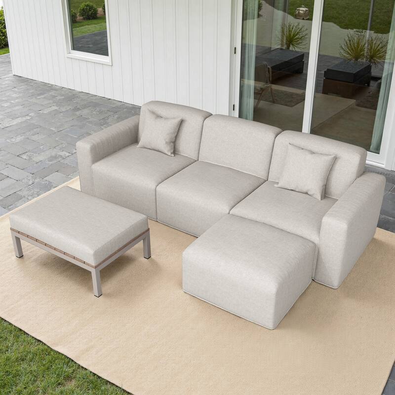 Outdoor No Assembly Patio Conversation Sets with Coffee Table, Ottoman