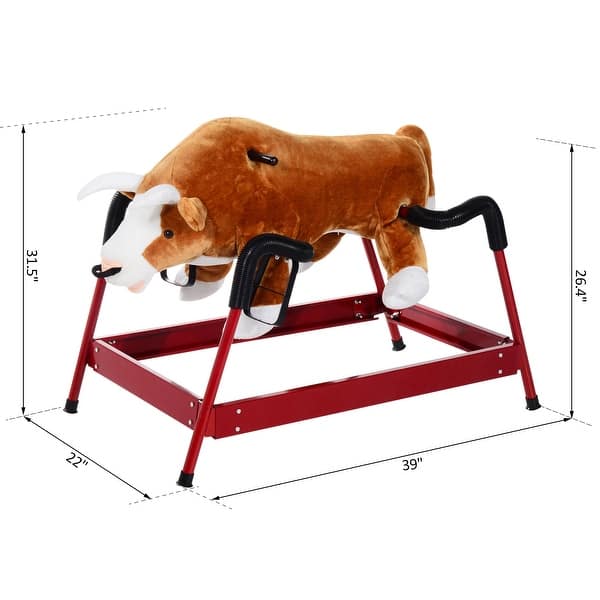 Classic Plush Rocking Bull Toy with Authentic Sounds, Soft Body and Easy-Grab Handle for Kids 3+, Safe for Up to 176 lbs