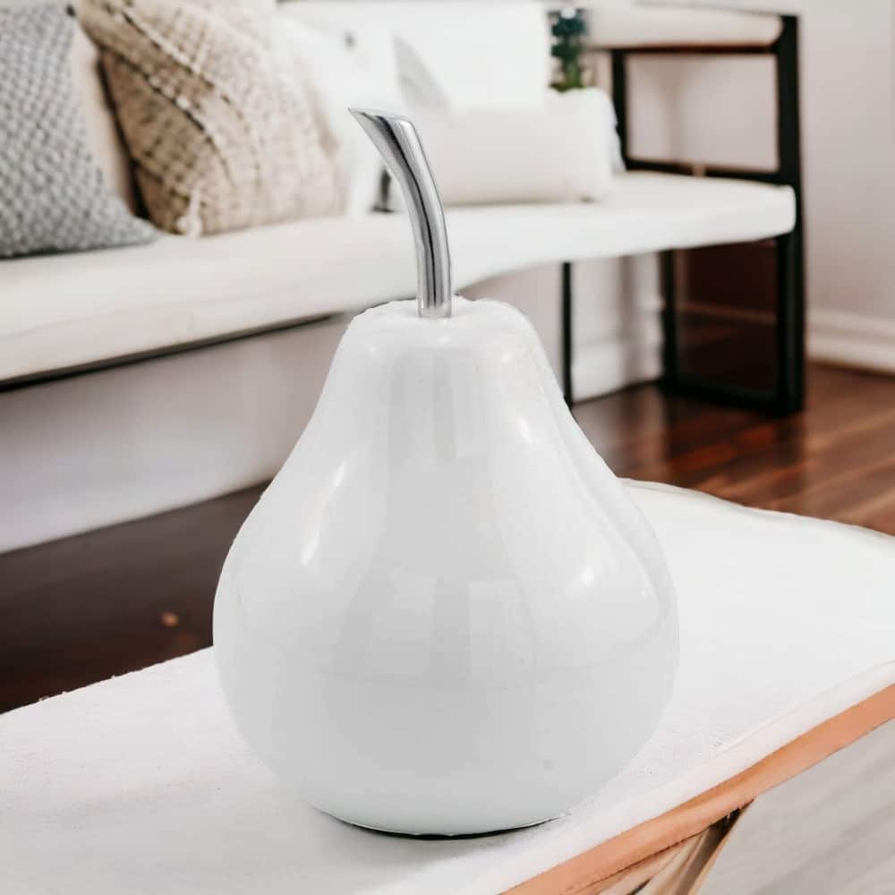 HomeRoots White Medium Pear Shaped Aluminum Accent Home Decor - 6' X '9' X '6