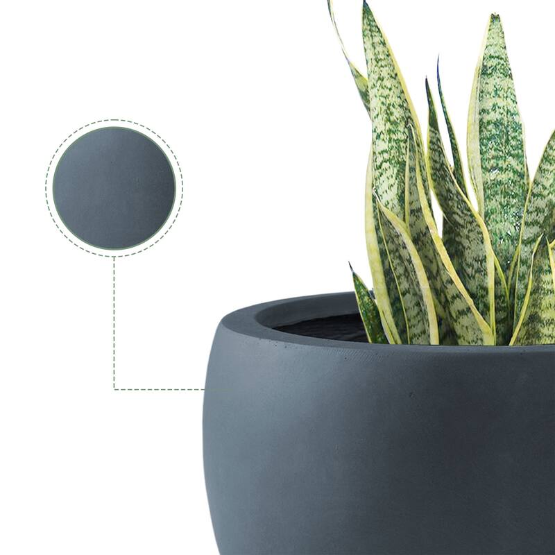 Durx-litecrete Lightweight Concrete Bowl Granite Planter-Small - 11.8'x11.8'x7.9'
