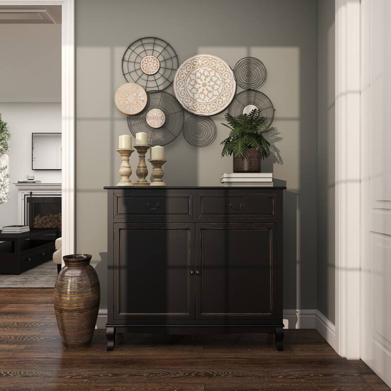 Black Metal Handmade Plate Home Wall Decor with Intricate Pattern