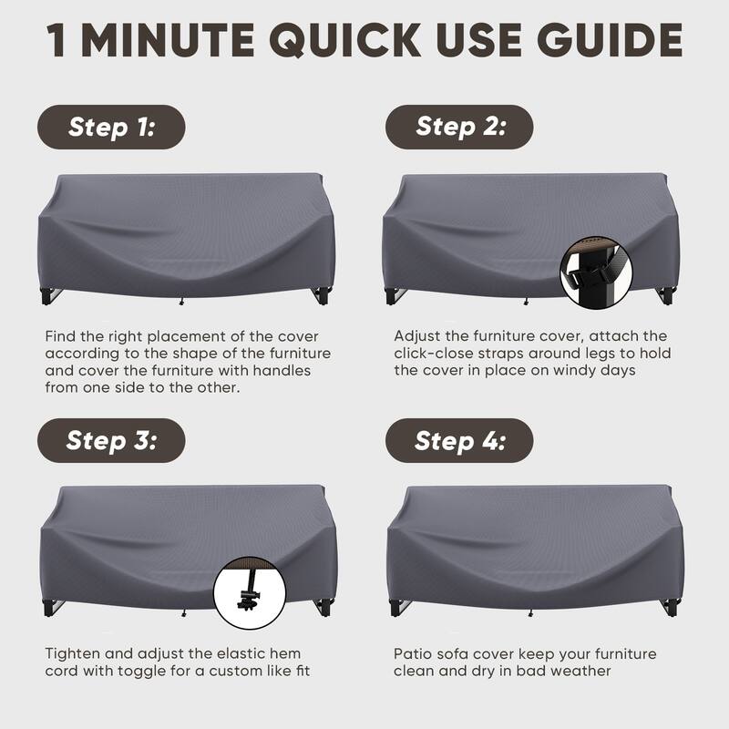 Pocassy Outdoor Sofa Chair Cover Heavy-Duty Waterproof Anti-UV Furniture Protector