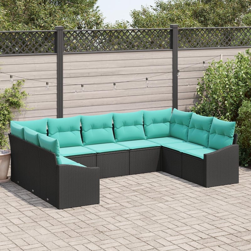 vidaXL 10 Piece Garden Sofa Set with Cushions - 113.8×70.3×27.2